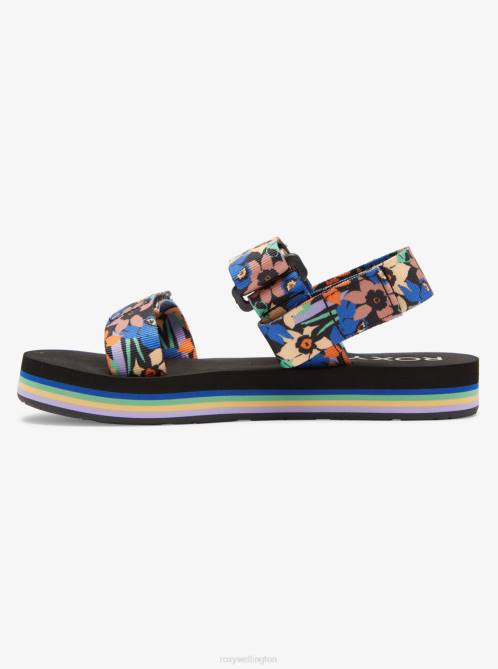 X4FH1453 black/blue Cage Sandals Women Roxy | Sandals