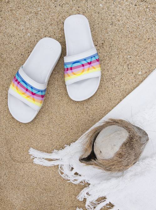 X4FH1456 white/rainbow Slippy Water-Friendly Sandals Women Roxy | Sandals