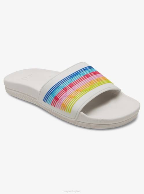 X4FH1456 white/rainbow Slippy Water-Friendly Sandals Women Roxy | Sandals
