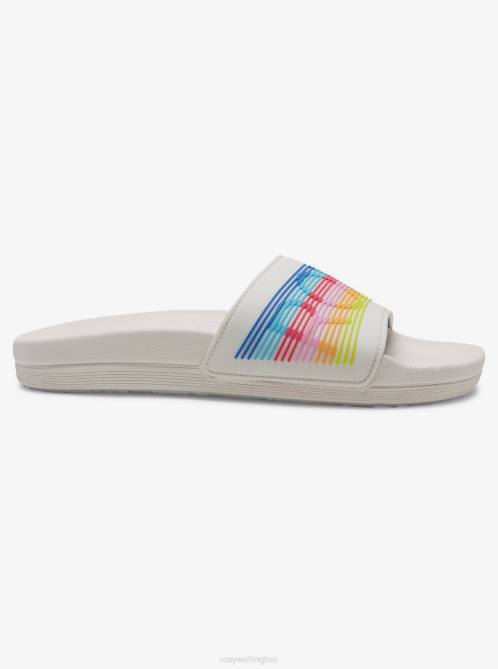 X4FH1456 white/rainbow Slippy Water-Friendly Sandals Women Roxy | Sandals