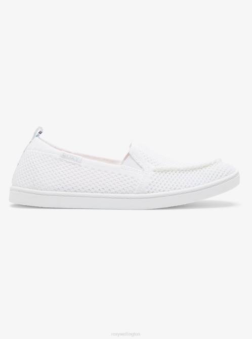 X4FH1266 white Minnow Knit Slip-On Shoes Women Roxy | Sneakers
