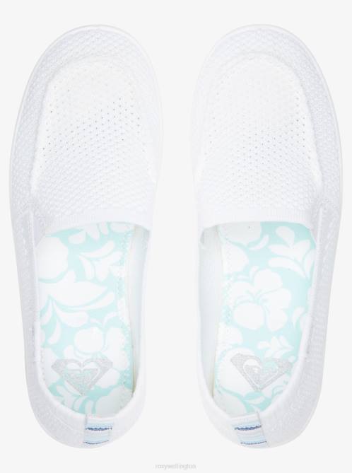 X4FH1266 white Minnow Knit Slip-On Shoes Women Roxy | Sneakers