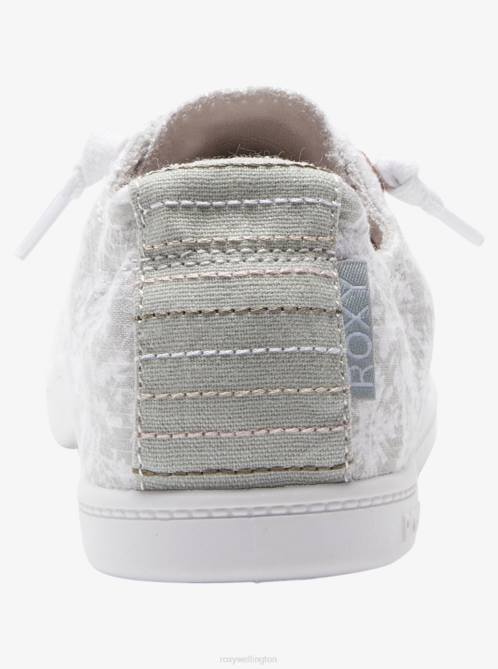 X4FH1278 white/lt green Bayshore Shoes Women Roxy | Sneakers