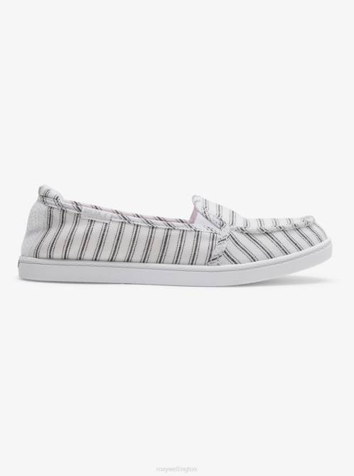 X4FH1354 white/black pinstripe Minnow Slip-On Shoes Women Roxy | Sneakers