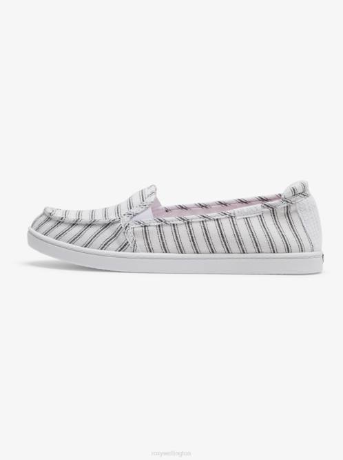 X4FH1354 white/black pinstripe Minnow Slip-On Shoes Women Roxy | Sneakers
