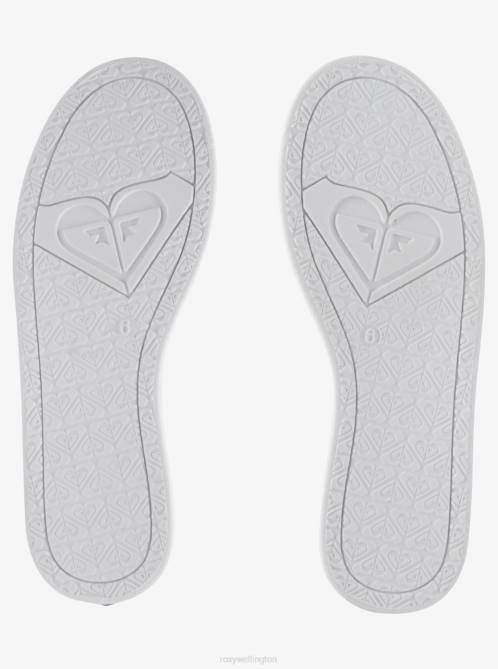 X4FH1354 white/black pinstripe Minnow Slip-On Shoes Women Roxy | Sneakers