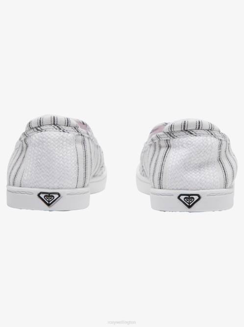 X4FH1354 white/black pinstripe Minnow Slip-On Shoes Women Roxy | Sneakers