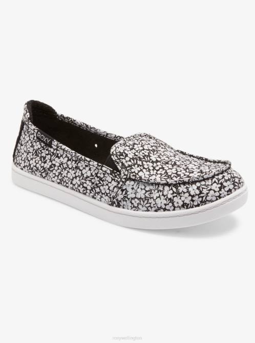 X4FH1402 black/white Minnow Slip-On Shoes Women Roxy | Sneakers