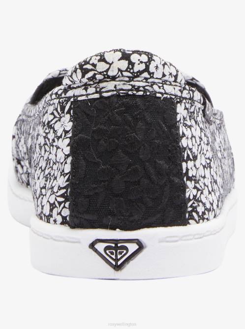 X4FH1402 black/white Minnow Slip-On Shoes Women Roxy | Sneakers