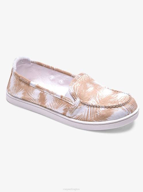 X4FH1410 white/tan Minnow Slip-On Shoes Women Roxy | Sneakers