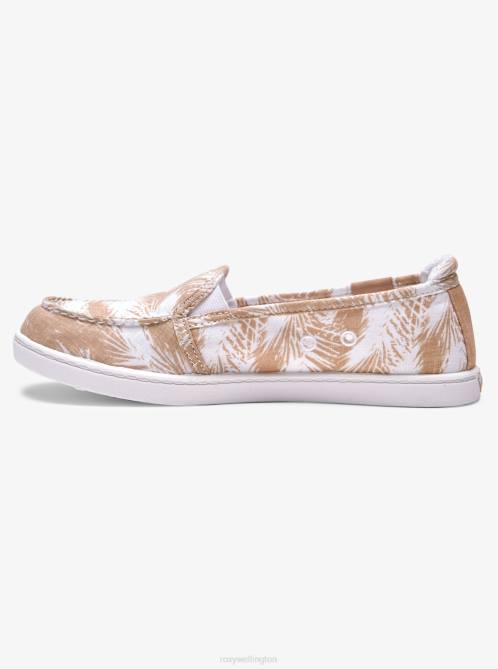 X4FH1410 white/tan Minnow Slip-On Shoes Women Roxy | Sneakers