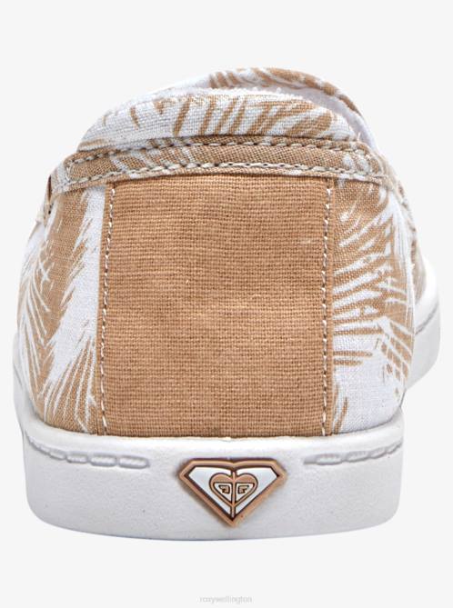 X4FH1410 white/tan Minnow Slip-On Shoes Women Roxy | Sneakers