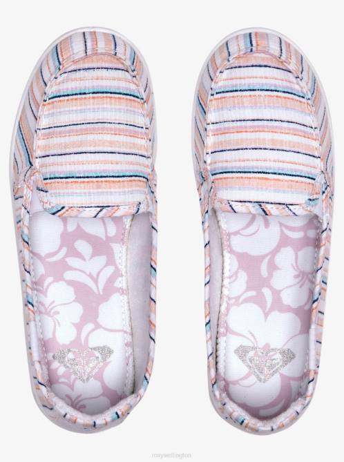 X4FH1414 white/pink/multi Minnow Slip-On Shoes Women Roxy | Sneakers