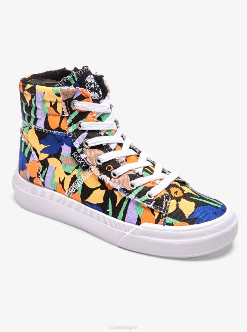 X4FH1423 black print Rae Mid-Top Shoes Women Roxy | Sneakers