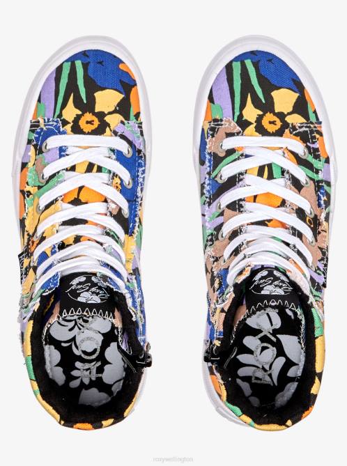 X4FH1423 black print Rae Mid-Top Shoes Women Roxy | Sneakers