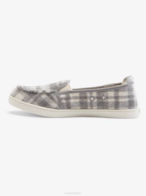 X4FH1447 grey plaid Minnow Faux Fur-Lined Slip-On Shoes Women Roxy | Sneakers