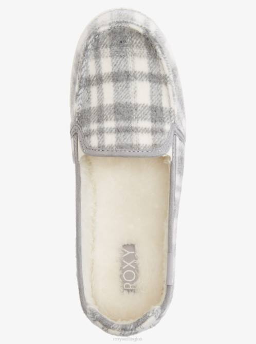 X4FH1447 grey plaid Minnow Faux Fur-Lined Slip-On Shoes Women Roxy | Sneakers