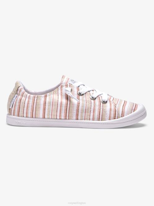 X4FH1452 tan pinstripe Bayshore Shoes Women Roxy | Sneakers