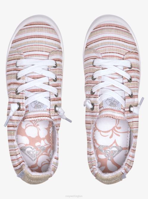 X4FH1452 tan pinstripe Bayshore Shoes Women Roxy | Sneakers