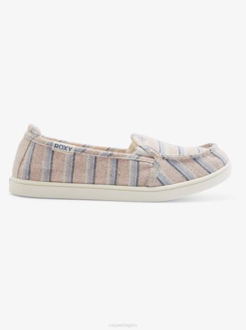 X4FH1454 white/pink/blue Minnow Faux Fur-Lined Slip-On Shoes Women Roxy | Sneakers