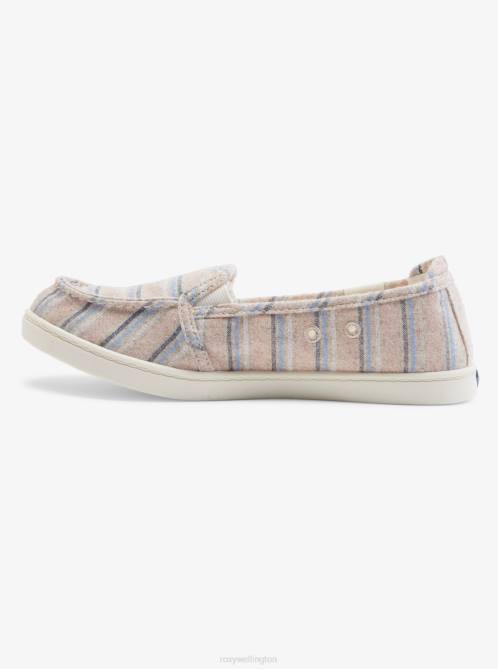 X4FH1454 white/pink/blue Minnow Faux Fur-Lined Slip-On Shoes Women Roxy | Sneakers
