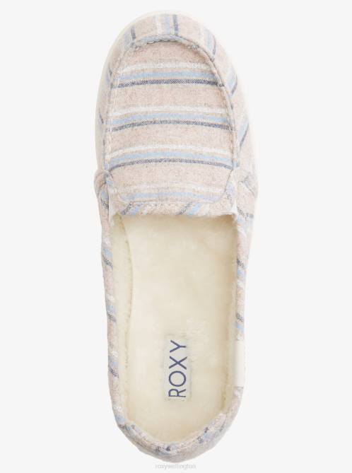X4FH1454 white/pink/blue Minnow Faux Fur-Lined Slip-On Shoes Women Roxy | Sneakers