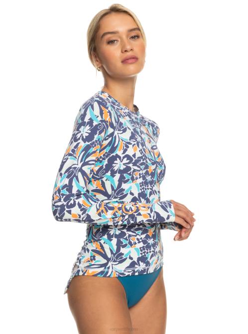X4FH673 bijou blue tropical daze Sea Skippin Long Sleeve UPF 50 Rashguard Women Roxy | Rashguards
