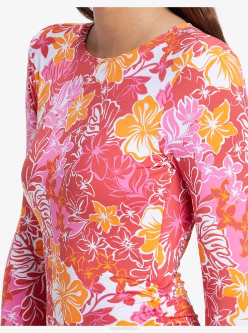 X4FH688 hilo hibiscus Sunrise Tides UPF 50 Rashguard Long Sleeve Swimsuit Women Roxy | Rashguards