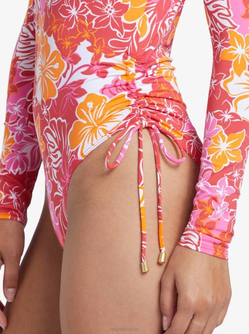 X4FH688 hilo hibiscus Sunrise Tides UPF 50 Rashguard Long Sleeve Swimsuit Women Roxy | Rashguards