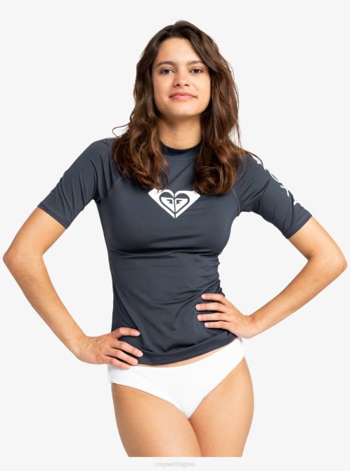 X4FH747 mood indigo Whole Hearted Short Sleeve UPF 50 Rashguard Women Roxy | Rashguards