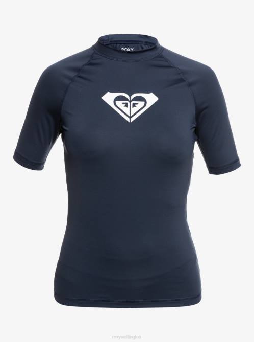 X4FH747 mood indigo Whole Hearted Short Sleeve UPF 50 Rashguard Women Roxy | Rashguards