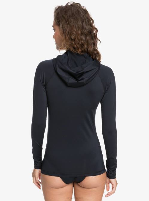 X4FH756 anthracite Essentials Hooded UPF 50 Long Sleeve Rashguard Women Roxy | Rashguards