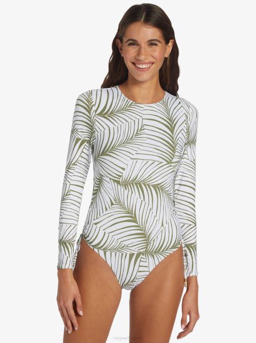 X4FH843 palm tree dreams Warm Sand Onesie Active Cropped UPF 50 Long Sleeve Rashguard Women Roxy | Rashguards