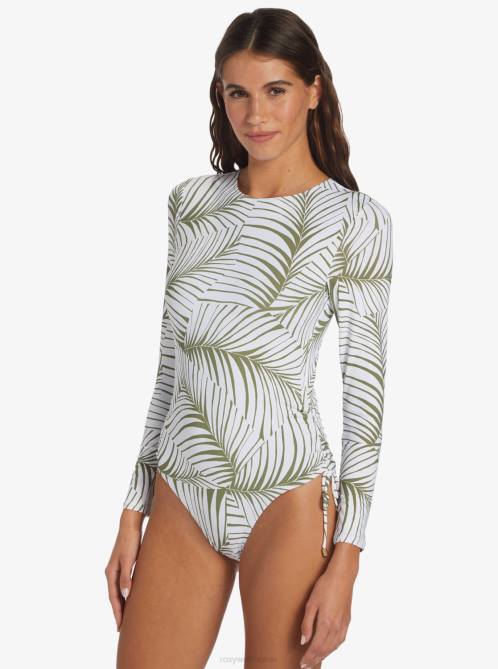 X4FH843 palm tree dreams Warm Sand Onesie Active Cropped UPF 50 Long Sleeve Rashguard Women Roxy | Rashguards