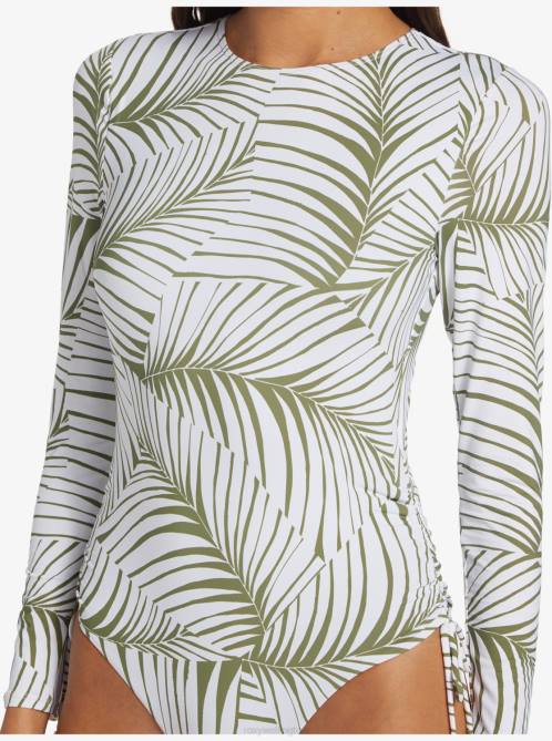X4FH843 palm tree dreams Warm Sand Onesie Active Cropped UPF 50 Long Sleeve Rashguard Women Roxy | Rashguards