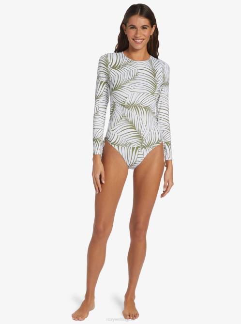 X4FH843 palm tree dreams Warm Sand Onesie Active Cropped UPF 50 Long Sleeve Rashguard Women Roxy | Rashguards