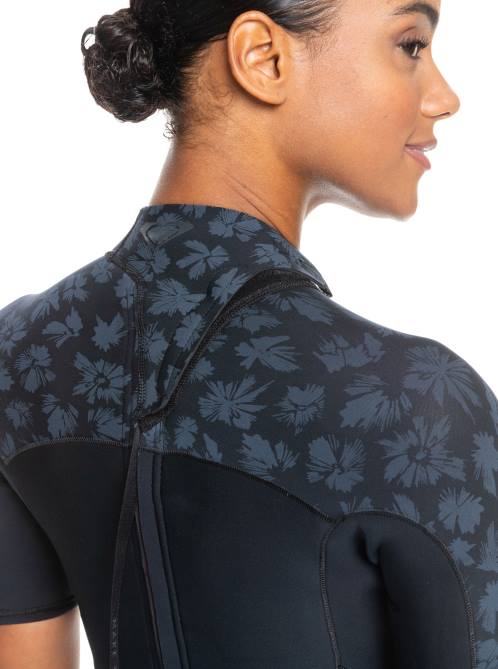 X4FH757 black 2mm Swell Series Short Sleeve Back Zip Springsuit Women Roxy | Wetsuits