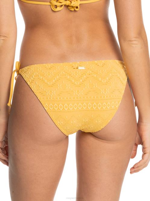X4FH1003 ochre Quiet Beauty Tie Side Bikini Bottoms Women Roxy | Bikini Bottoms