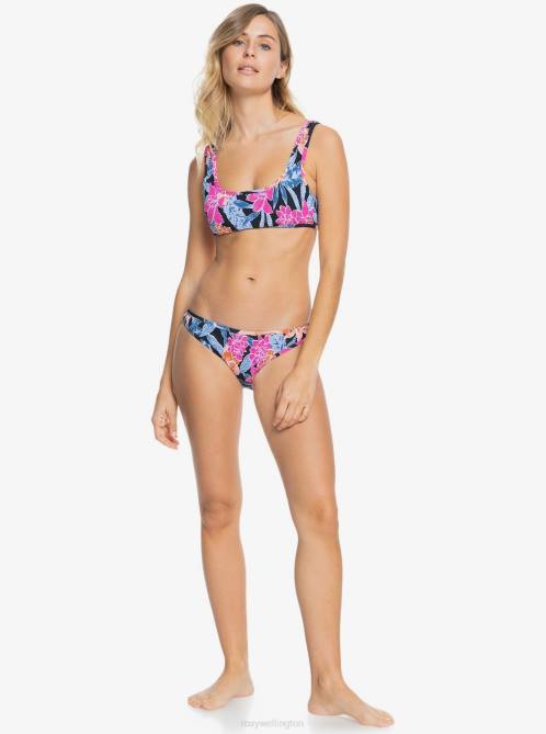 X4FH1020 anthracite tropical oasis Tropical Oasis Smocked Bikini Bottoms Women Roxy | Bikini Bottoms