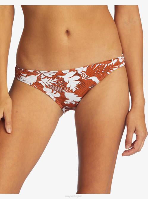 X4FH1047 baked clay retro floral Endless Swell Moderate Bikini Bottoms Women Roxy | Bikini Bottoms