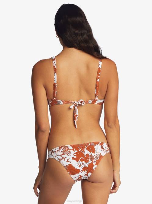 X4FH1047 baked clay retro floral Endless Swell Moderate Bikini Bottoms Women Roxy | Bikini Bottoms