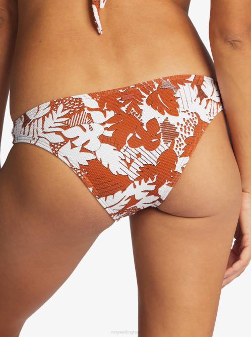 X4FH1047 baked clay retro floral Endless Swell Moderate Bikini Bottoms Women Roxy | Bikini Bottoms