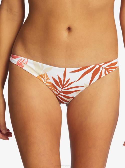 X4FH1075 snow white seaside tropics Printed Beach Classics Cheeky Bikini Bottoms Women Roxy | Bikini Bottoms