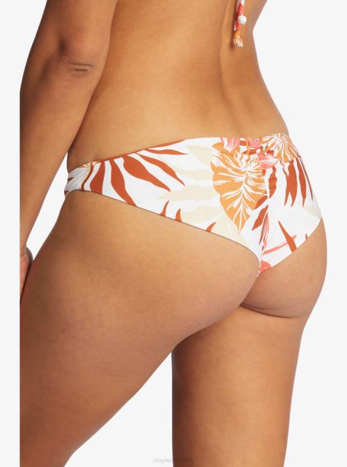X4FH1075 snow white seaside tropics Printed Beach Classics Cheeky Bikini Bottoms Women Roxy | Bikini Bottoms