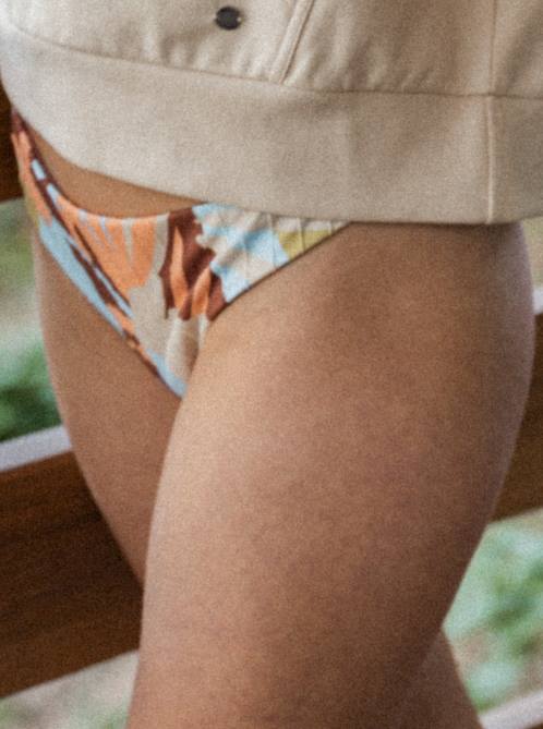 X4FH1081 rustic brown floraldelic Floradelic Cheeky Printed Bikini Bottoms Women Roxy | Bikini Bottoms