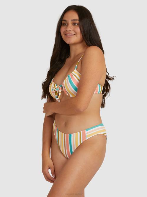 X4FH1106 bright white aloha stripe Beach Classics Regular Bikini Bottoms Women Roxy | Bikini Bottoms