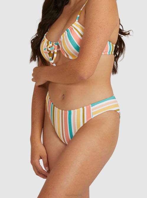 X4FH1106 bright white aloha stripe Beach Classics Regular Bikini Bottoms Women Roxy | Bikini Bottoms