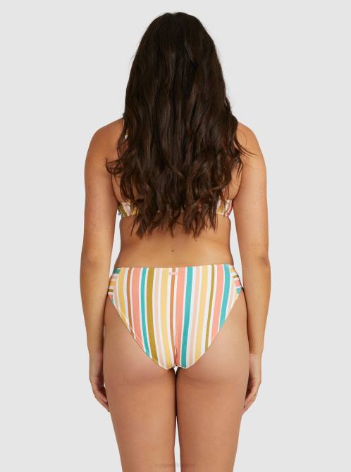 X4FH1106 bright white aloha stripe Beach Classics Regular Bikini Bottoms Women Roxy | Bikini Bottoms