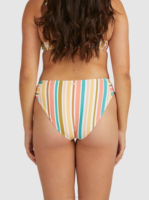 X4FH1106 bright white aloha stripe Beach Classics Regular Bikini Bottoms Women Roxy | Bikini Bottoms