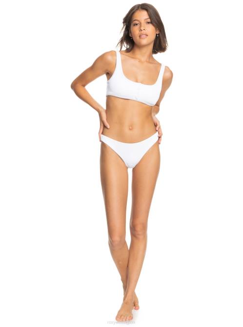 X4FH659 bright white Love The Baja Bikini Bottoms Women Roxy | Bikini Bottoms